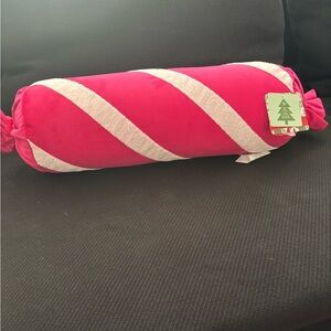 New Novogratz Christmas velvet Pink Candy Neck roll pillow